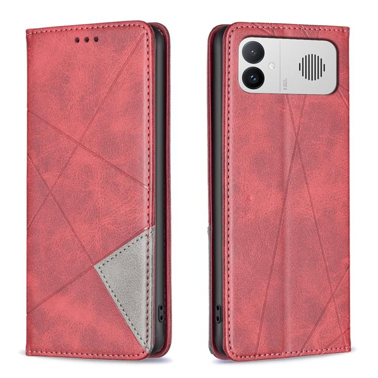 

For Redmi K90 Max 5G Rhombus Texture Magnetic Leather Phone Case(Red)