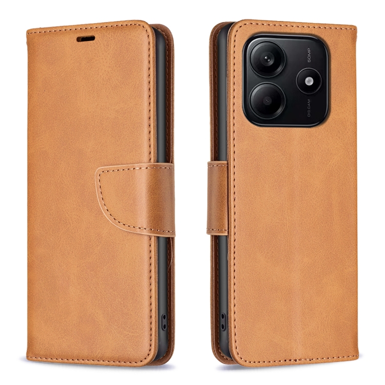 

For Redmi Note 14 5G Lambskin Texture Pure Color Flip Leather Phone Case(Yellow)
