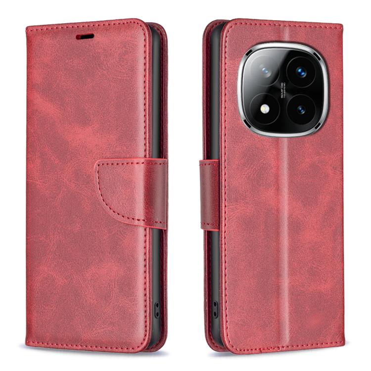 

For Redmi Note 14 Pro 4G Lambskin Texture Pure Color Flip Leather Phone Case(Red)
