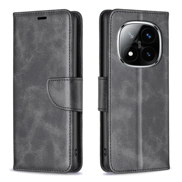 

For Redmi Note 14 Pro 4G Lambskin Texture Pure Color Flip Leather Phone Case(Black)