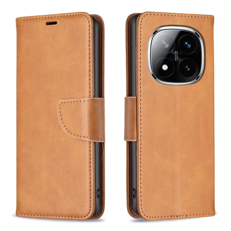 

For Redmi Note 14 Pro 4G Lambskin Texture Pure Color Flip Leather Phone Case(Yellow)