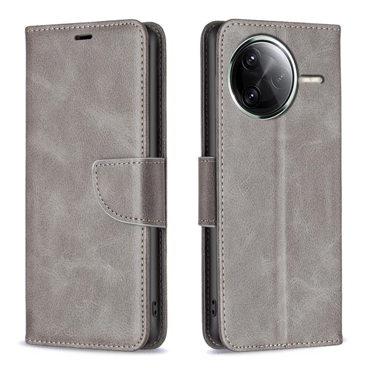 

For Redmi K80 / K80 Pro Lambskin Texture Pure Color Flip Leather Phone Case(Grey)