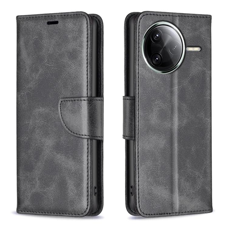 

For Redmi K80 / K80 Pro Lambskin Texture Pure Color Flip Leather Phone Case(Black)