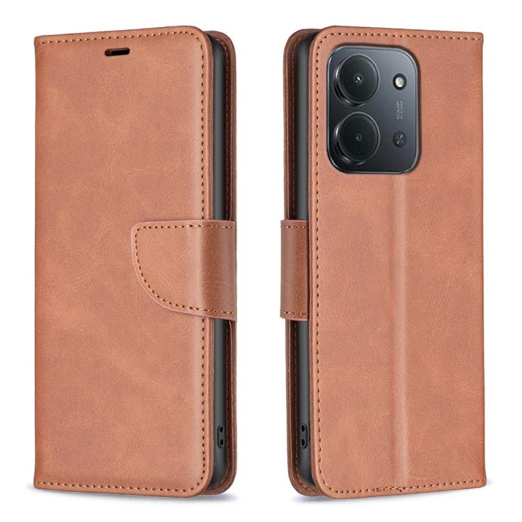 

For Redmi 15C 5G/4G EU 173mm/Poco C85 5G Lambskin Texture Pure Color Flip Leather Phone Case(Brown)