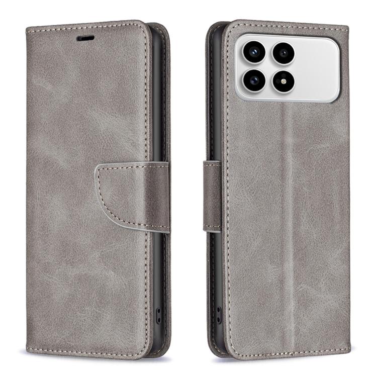 

For Redmi K90/Poco F8 Pro Lambskin Texture Pure Color Flip Leather Phone Case(Grey)