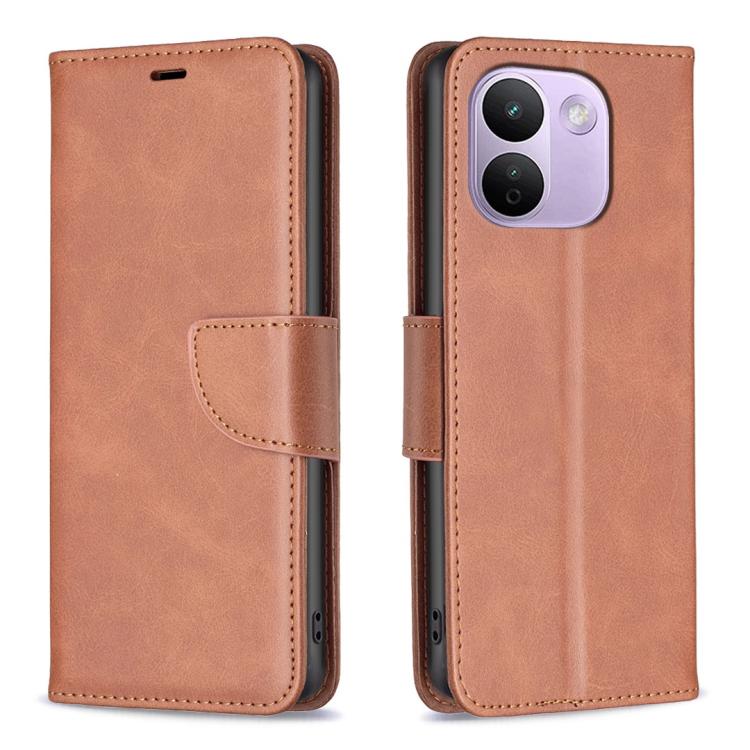 For Redmi Note 17 Pro+ 5G Global 163mm Lambskin Texture Pure Color Flip Leather Phone Case(Brown)