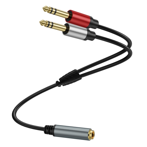 

0.3m Gold Plated 6.35mm Female to 2 x 6.35mm Male Stereo Audio Adapter Y Splitter Cable(Black)