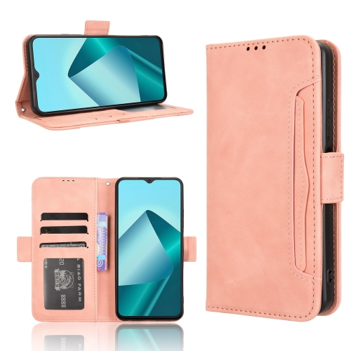 

For Wiko T20 Skin Feel Calf Texture Card Slots Leather Phone Case(Pink)