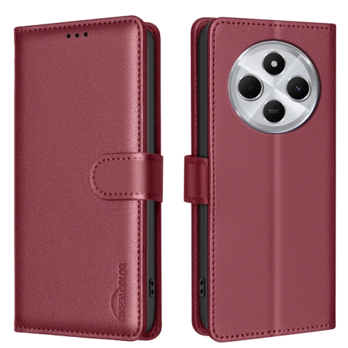 

For Redmi 14C 4G Litchi Texture RFID Anti-theft Leather Phone Case(Red)