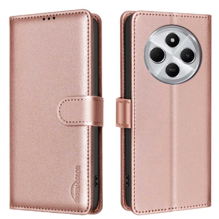 

For Redmi 14C 4G Litchi Texture RFID Anti-theft Leather Phone Case(Gold)