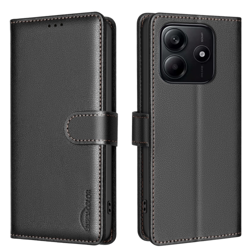 

For Redmi Note 14 5G Litchi Texture RFID Anti-theft Leather Phone Case(Black)