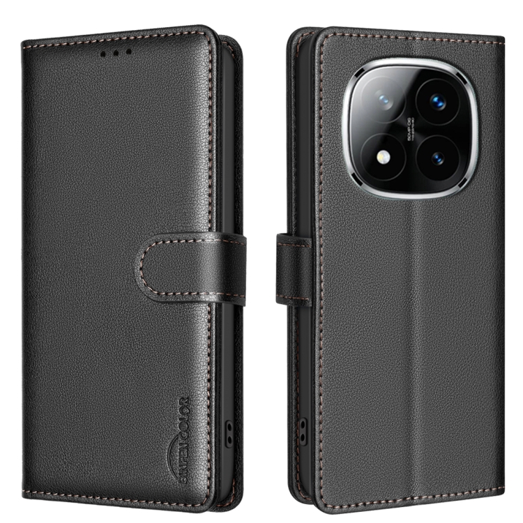 

For Redmi Note 14 Pro / Note 14 Pro+ Litchi Texture RFID Anti-theft Leather Phone Case(Black)
