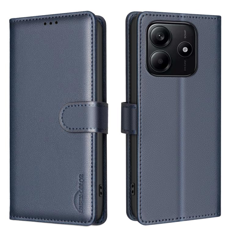 

For Redmi Note 14 4G 163.25mm Litchi Texture RFID Anti-theft Leather Phone Case(Blue)