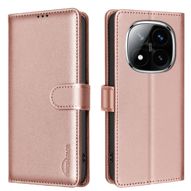 

For Redmi Note 14 Pro 4G Litchi Texture RFID Anti-theft Leather Phone Case(Gold)