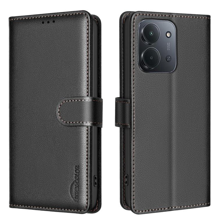 

For Redmi 15C 4G 173.1mm / 15C 5G 173.1mm Litchi Texture RFID Anti-theft Leather Phone Case(Black)