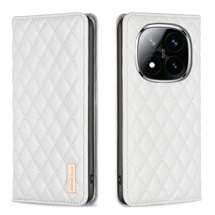 

For Redmi Note 14 Pro 5G / Note 14 Pro+ 5G Diamond Lattice Magnetic Leather Flip Phone Case(White)