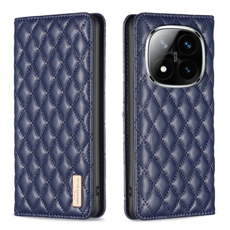 

For Redmi Note 14 Pro 4G Diamond Lattice Magnetic Leather Flip Phone Case(Blue)