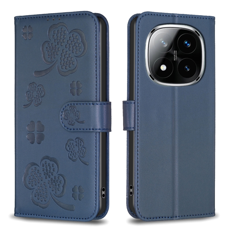 

For Redmi Note 14 Pro 5G / Note 14 Pro+ 5G Four-leaf Embossed Leather Phone Case(Blue)