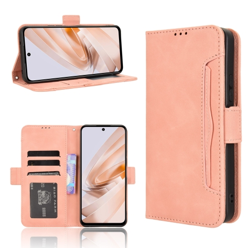 

For Redmi 13 4G / Note 13R 5G Skin Feel Calf Texture Card Slots Leather Phone Case(Pink)