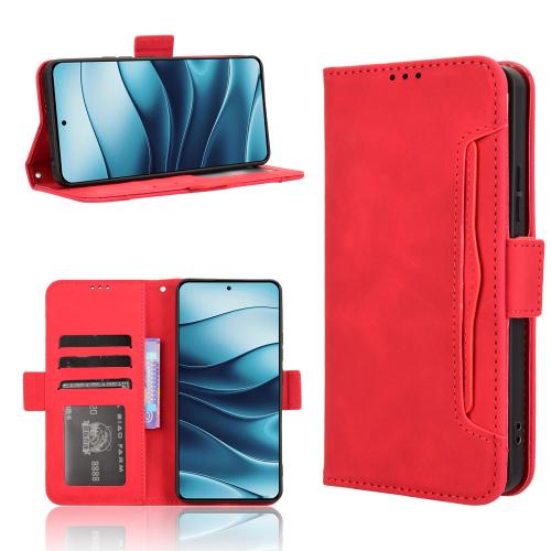 

For Redmi Note 14 4G Global Skin Feel Calf Texture Card Slots Leather Phone Case(Red)