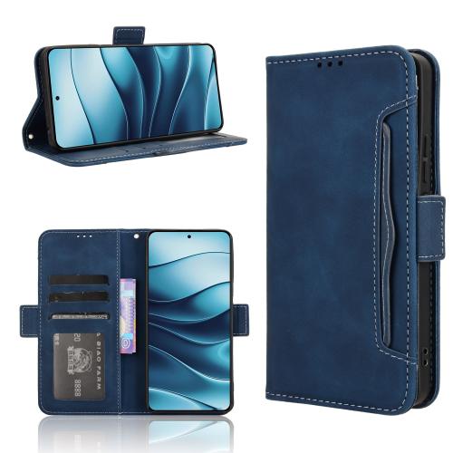 

For Redmi Note 14 4G Global 163.25mm Skin Feel Calf Texture Card Slots Leather Phone Case(Blue)