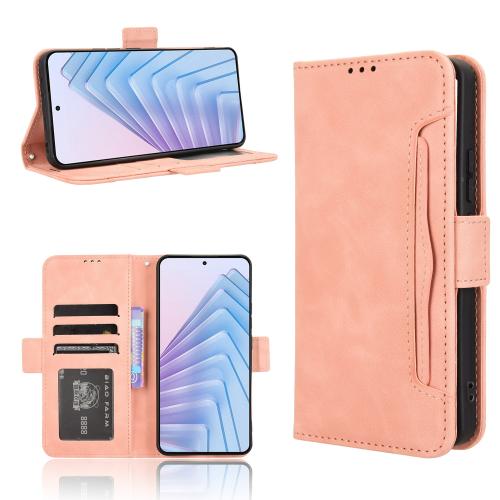 

For Redmi Note 14 4G 164.84mm EU Version Skin Feel Calf Texture Card Slots Leather Phone Case(Pink)