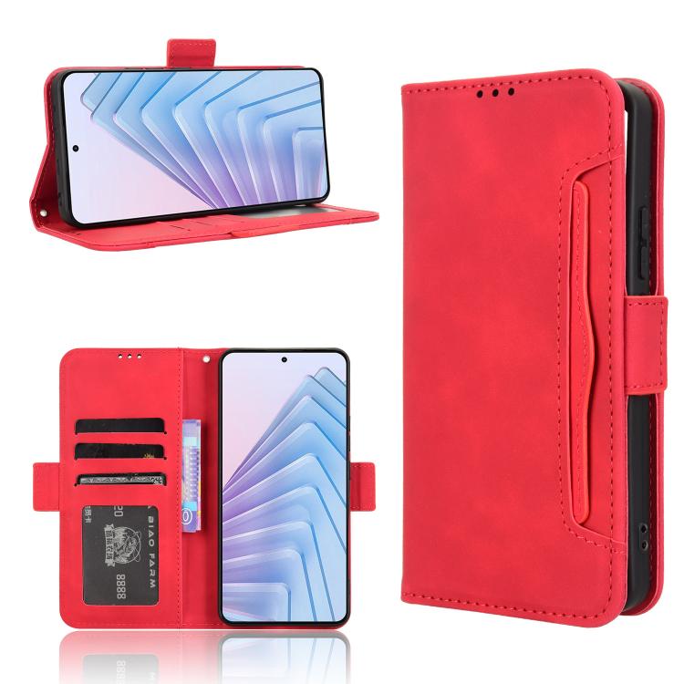 

For Redmi Note 14 4G 164.84mm EU Version Skin Feel Calf Texture Card Slots Leather Phone Case(Red)
