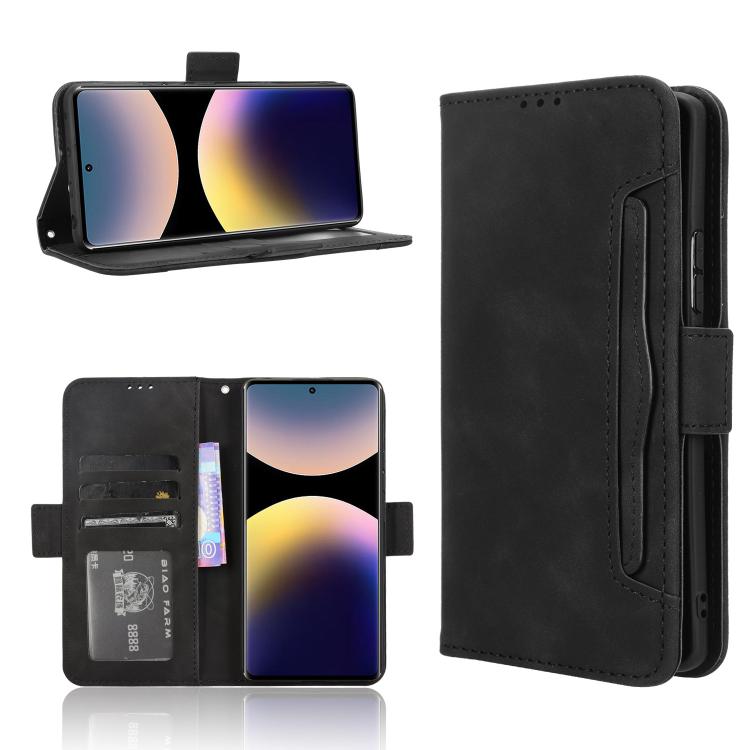 

For Redmi Note 14 Pro 4G Skin Feel Calf Texture Card Slots Leather Phone Case(Black)