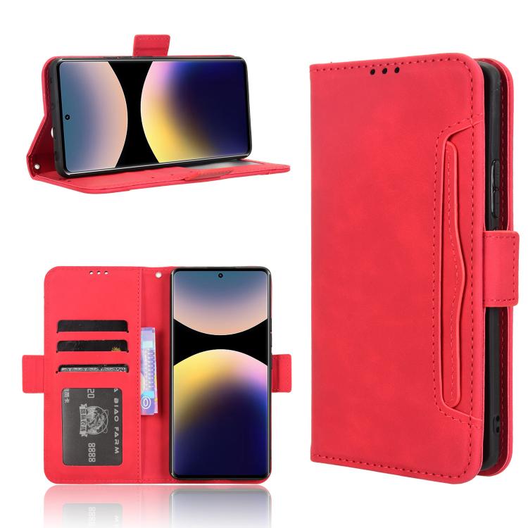 

For Redmi Note 14 Pro 4G Skin Feel Calf Texture Card Slots Leather Phone Case(Red)