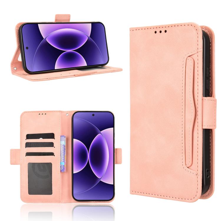 

For Xiaomi 17 Pro Max Skin Feel Calf Texture Card Slots Leather Phone Case(Pink)
