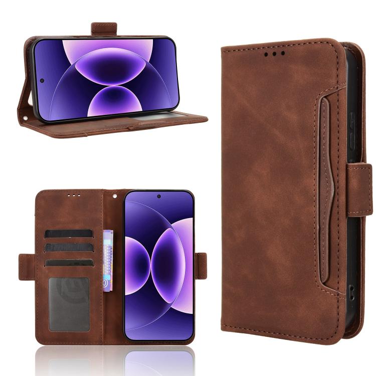 

For Xiaomi 17 Pro Max Skin Feel Calf Texture Card Slots Leather Phone Case(Brown)