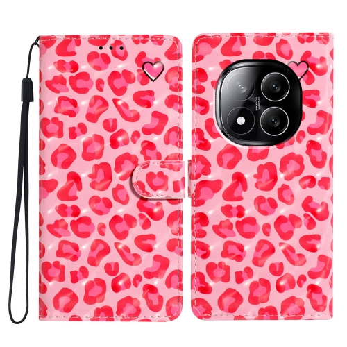 

For Redmi Note 14 Pro+ 5G 3D Pattern Leather Phone Case(Pink Leopard Print)