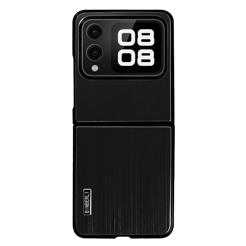 

For Huawei nova Flip PC Hybrid Aluminum Alloy Brushed Shockproof Phone Case(Black)