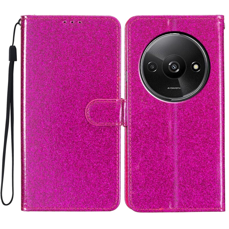

For Redmi A3 Glitter Powder Flip Leather Phone Case(Rose Red)
