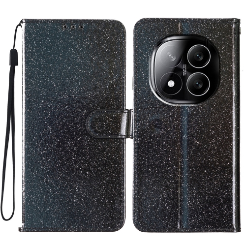 

For Redmi Note 14 Pro+ 5G Glitter Powder Flip Leather Phone Case(Black)