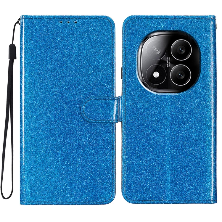 

For Redmi Note 14 Pro+ 5G Glitter Powder Flip Leather Phone Case(Blue)