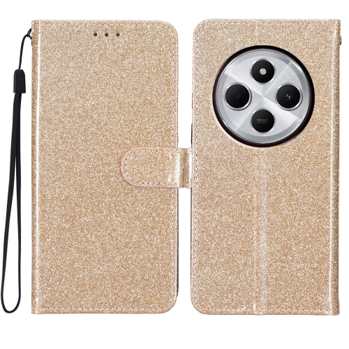 

For Redmi A4 5G Glitter Powder Flip Leather Phone Case(Gold)
