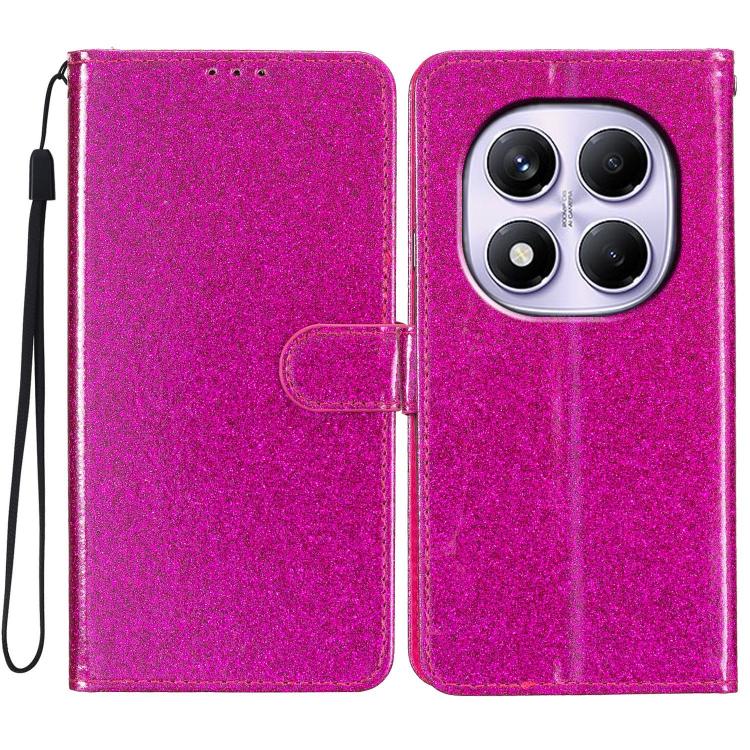 

For Redmi Note 14 Pro 4G Glitter Powder Flip Leather Phone Case(Rose Red)