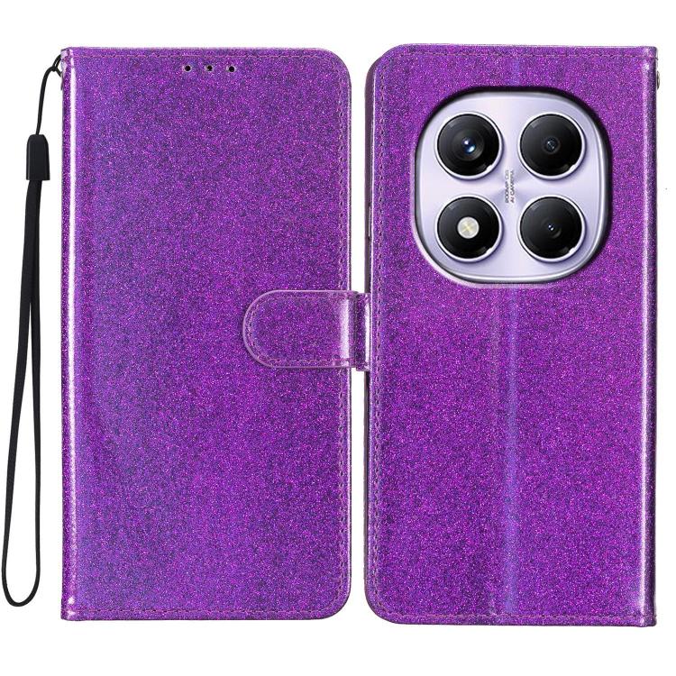 

For Redmi Note 14 Pro 4G Glitter Powder Flip Leather Phone Case(Purple)