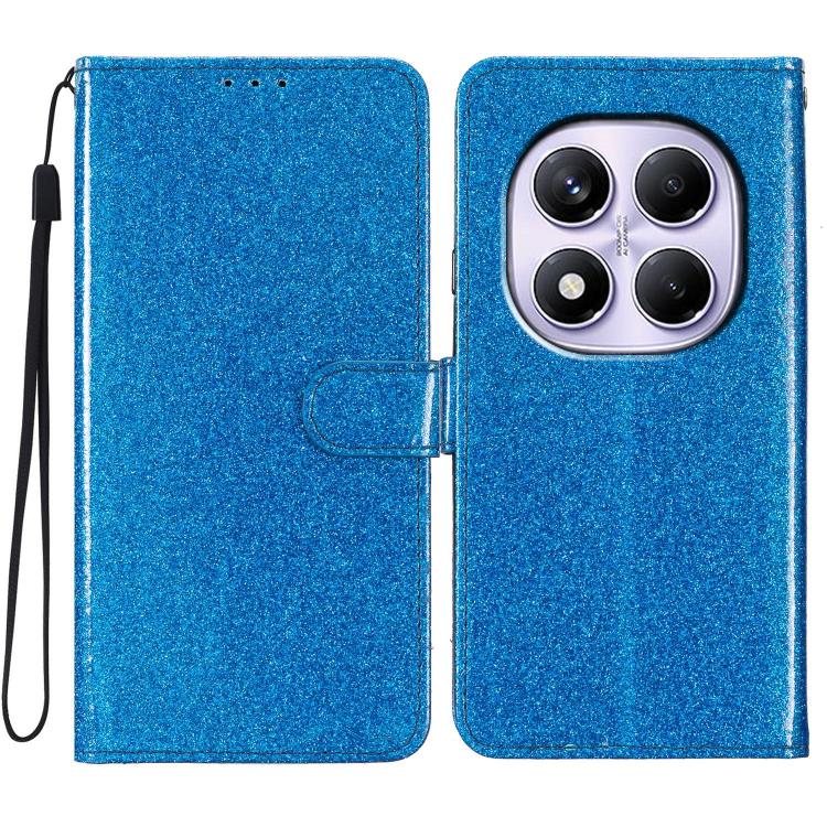 

For Redmi Note 14 Pro 4G Glitter Powder Flip Leather Phone Case(Blue)