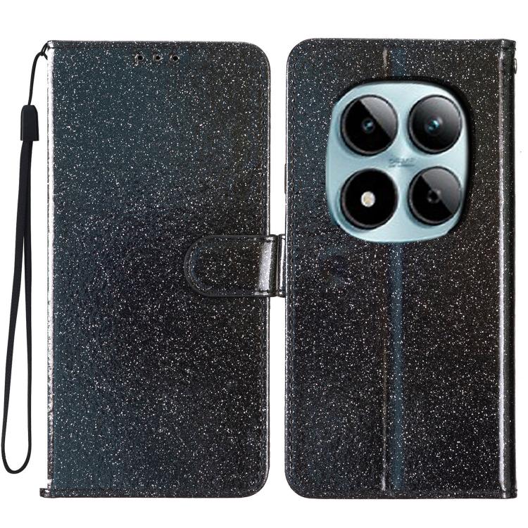 

For Redmi Note 15 Pro+ 5G Global 163.3mm Glitter Powder Flip Leather Phone Case(Black)