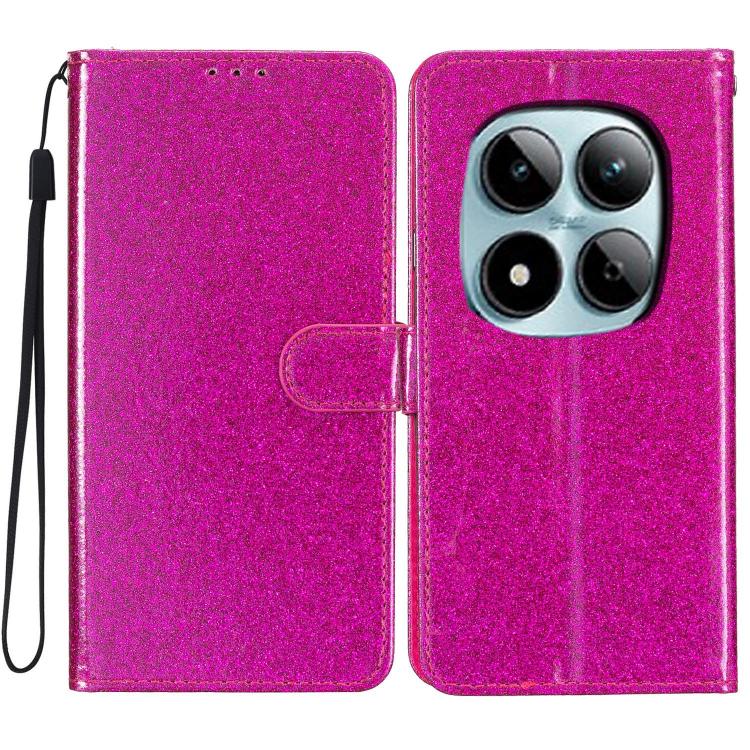 

For Redmi Note 15 Pro 5G Global 163.6mm Glitter Powder Flip Leather Phone Case(Rose Red)