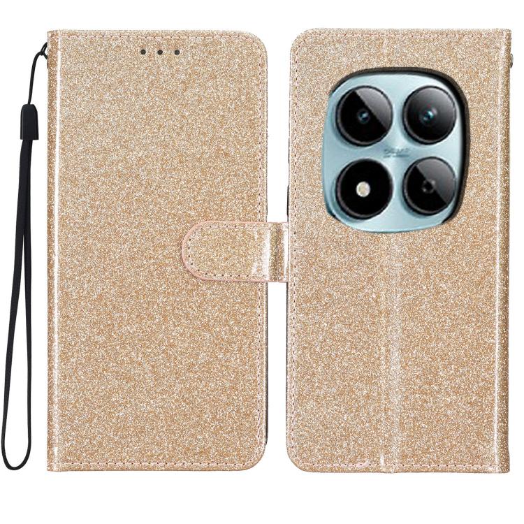 

For Redmi Note 15 Pro 5G Global 163.6mm Glitter Powder Flip Leather Phone Case(Gold)