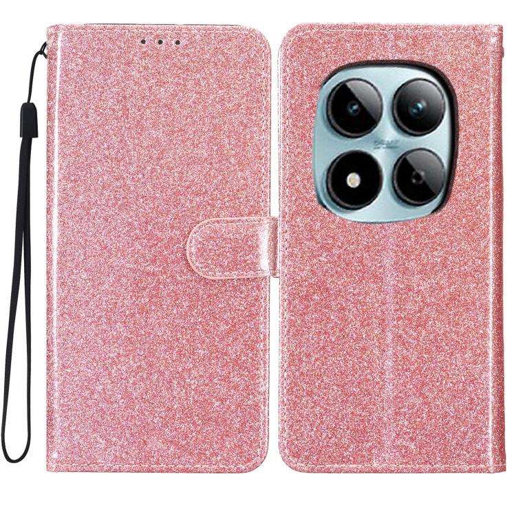 

For Redmi Note 15 Pro 5G Global 163.6mm Glitter Powder Flip Leather Phone Case(Rose Gold)