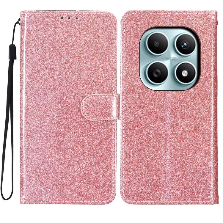 

For Redmi Note 15 4G / 5G Global 164mm Glitter Powder Flip Leather Phone Case(Rose Gold)