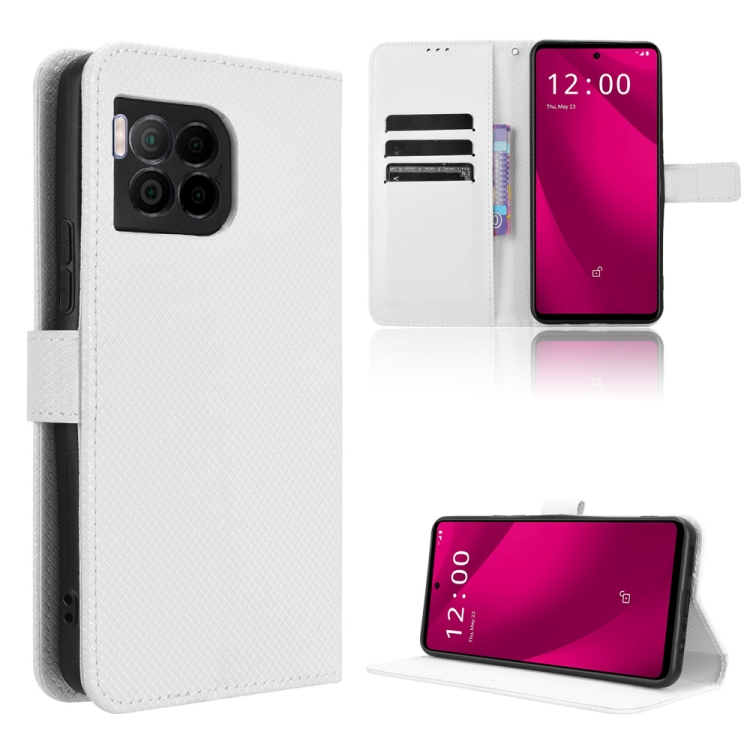 

For T-Mobile Revvl 7 Pro 5G Diamond Texture Leather Phone Case(White)