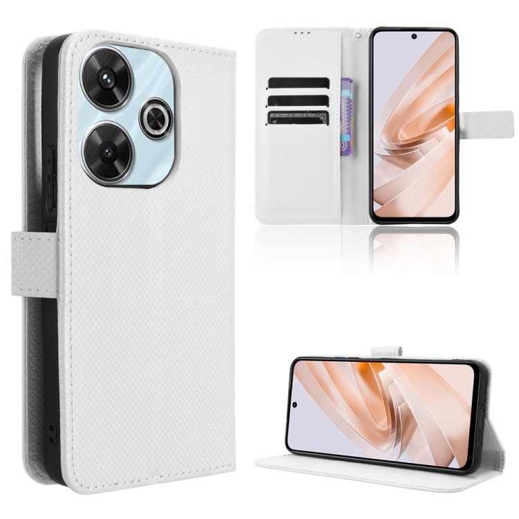 

For Redmi 13 4G / Note 13R 5G Diamond Texture Leather Phone Case(White)