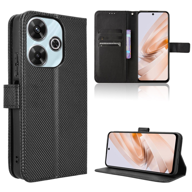 

For Redmi 13 4G / Note 13R 5G Diamond Texture Leather Phone Case(Black)
