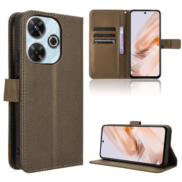 

For Redmi 13 4G / Note 13R 5G Diamond Texture Leather Phone Case(Brown)