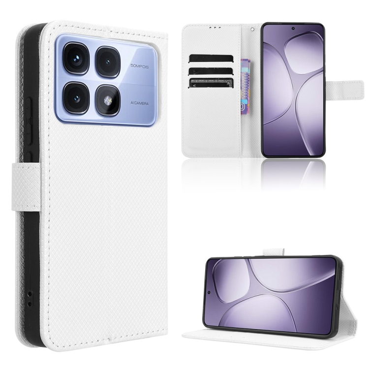 

For Redmi K70 Ultra Diamond Texture Leather Phone Case(White)